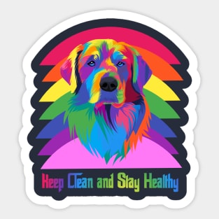 Colorful dog Keep Clean and Keep Health Sticker